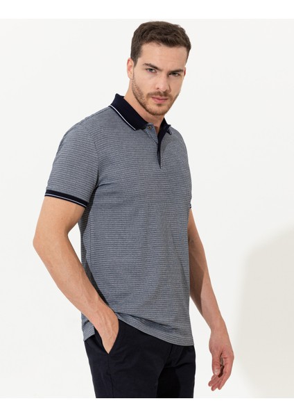 Erkek Lacivert Slim Fit Polo Yaka Tişört 50250208-VR033