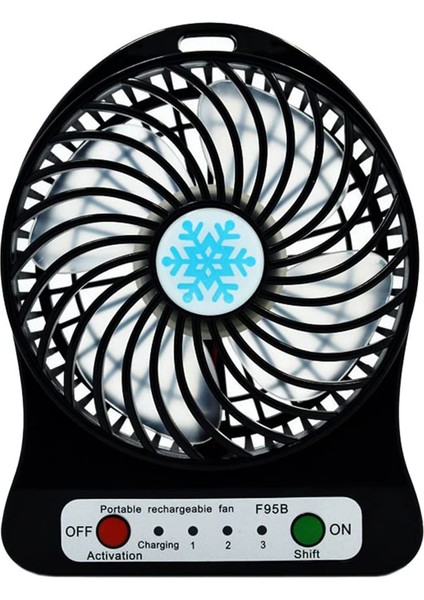 Masaüstü Şarjlı Fan Vantilatör (Plastik) Siyah