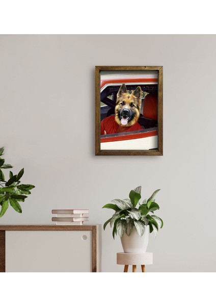Evcil Dostlara Özel Nascar Pilot Tasarımlı Portre Doğal Masif Ahşap Çerçeveli Tablo 45X65CM-2