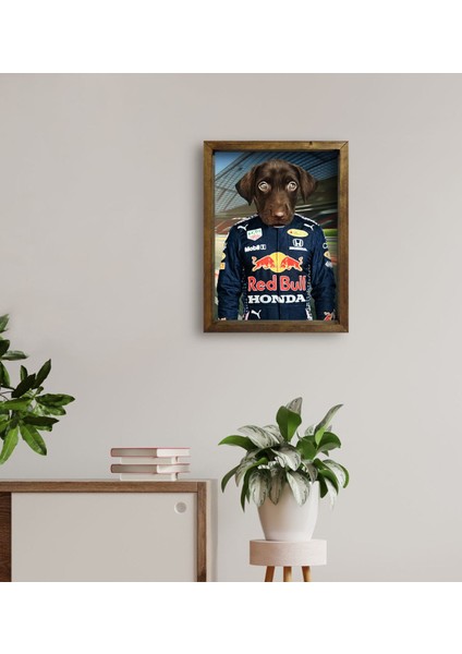 Evcil Dostlara Özel Pilot Tasarımlı Portre Doğal Masif Ahşap Çerçeveli Tablo 45X65CM-1