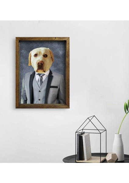 Evcil Dostlara Özel Portre Doğal Masif Ahşap Çerçeveli Tablo 45X65CM-21