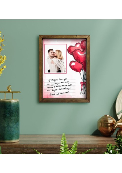 Kişiye Özel Kendi El Yazın Mesajlı Fotoğraflı Doğal Ahşap Çerçeveli Tablo 45X65CM-3 fiyatları