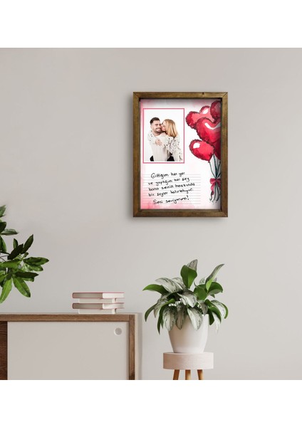 Kişiye Özel Kendi El Yazın Mesajlı Fotoğraflı Doğal Ahşap Çerçeveli Tablo 45X65CM-3 fırsatları