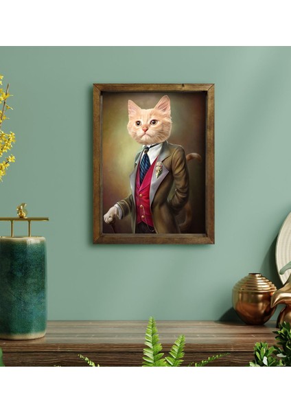 Evcil Dostlara Özel Portre Doğal Masif Ahşap Çerçeveli Tablo 30X40CM-37