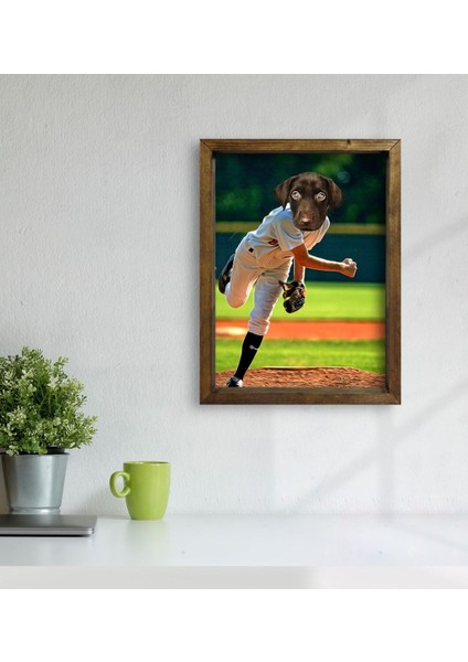 Evcil Dostlara Özel Beyzbol Oyuncusu Tasarımlı Portre Doğal Masif Ahşap Çerçeveli Tablo 30X40CM-7 modelleri