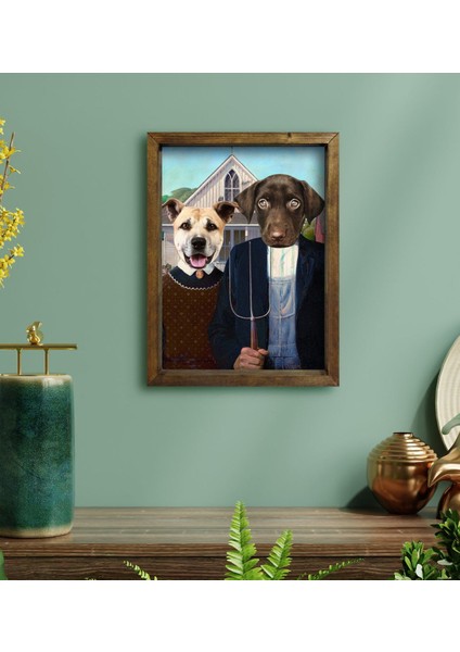 Evcil Dostlara Özel Portre Doğal Masif Ahşap Çerçeveli Tablo 30X40CM-29