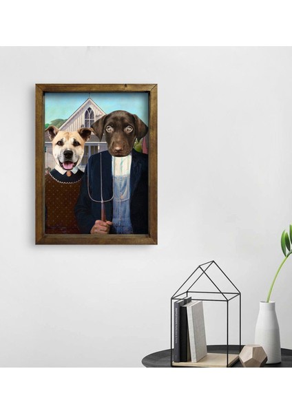 Evcil Dostlara Özel Portre Doğal Masif Ahşap Çerçeveli Tablo 30X40CM-29 fiyatları