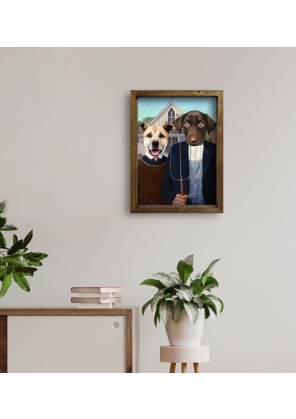 Evcil Dostlara Özel Portre Doğal Masif Ahşap Çerçeveli Tablo 30X40CM-29 fırsatları