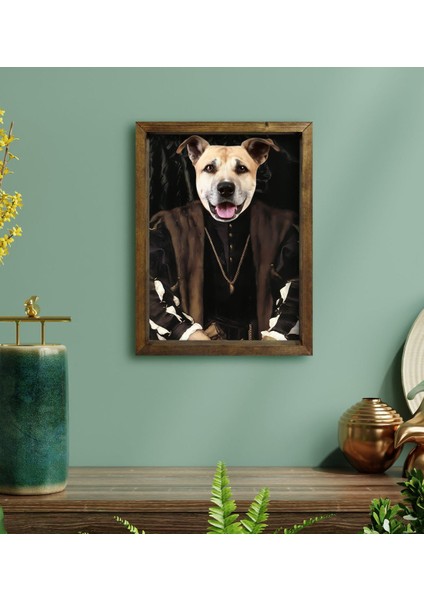 Evcil Dostlara Özel Portre Doğal Masif Ahşap Çerçeveli Tablo 30X40CM-12