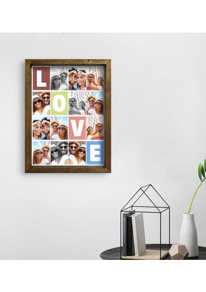 Kişiye Özel Love Temalı Doğal Masif Ahşap Çerçeveli Tablo 30X40CM-1 fiyatları