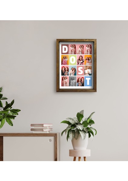 Kişiye Özel Dost Temalı Doğal Masif Ahşap Çerçeveli Tablo 30X40CM-1 fırsatları