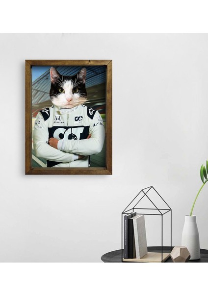 Evcil Dostlara Özel Pilot Tasarımlı Portre Doğal Masif Ahşap Çerçeveli Tablo 30X40CM-4