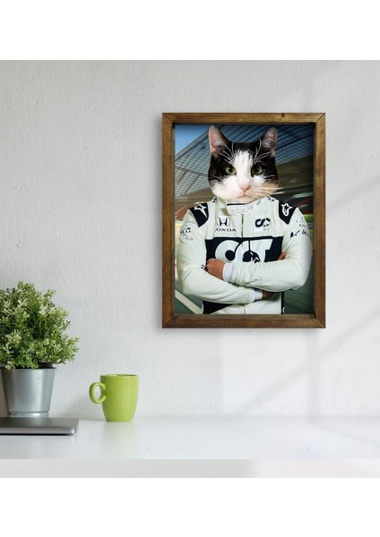 Evcil Dostlara Özel Pilot Tasarımlı Portre Doğal Masif Ahşap Çerçeveli Tablo 30X40CM-4