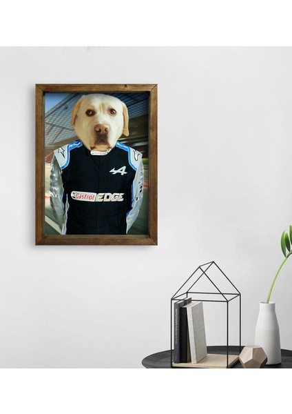 Evcil Dostlara Özel Pilot Tasarımlı Portre Doğal Masif Ahşap Çerçeveli Tablo 30X40CM-5 fiyatları