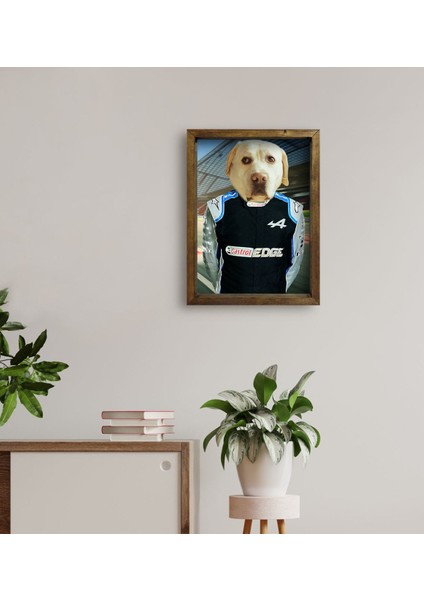 Evcil Dostlara Özel Pilot Tasarımlı Portre Doğal Masif Ahşap Çerçeveli Tablo 30X40CM-5 fırsatları