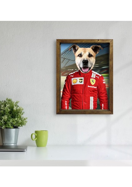 Evcil Dostlara Özel Pilot Tasarımlı Portre Doğal Masif Ahşap Çerçeveli Tablo 30X40CM-2