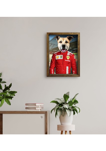 Evcil Dostlara Özel Pilot Tasarımlı Portre Doğal Masif Ahşap Çerçeveli Tablo 30X40CM-2