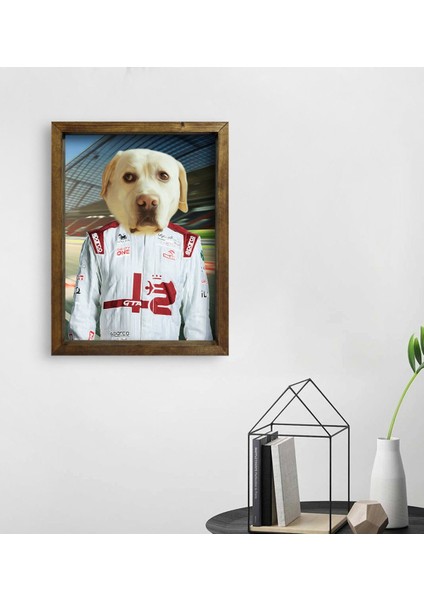 Evcil Dostlara Özel Pilot Tasarımlı Portre Doğal Masif Ahşap Çerçeveli Tablo 30X40CM-10
