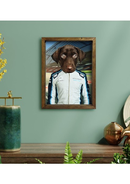 Evcil Dostlara Özel Pilot Tasarımlı Portre Doğal Masif Ahşap Çerçeveli Tablo 30X40CM-7