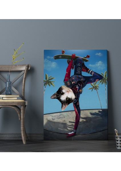 Evcil Dostlara Özel Kaykaycı Tasarımlı Portre Kanvas Tablo 50X70CM-1