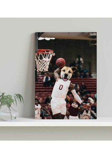 Evcil Dostlara Özel Basketbol Oyuncusu Tasarımlı Portre Kanvas Tablo 30X50CM-1