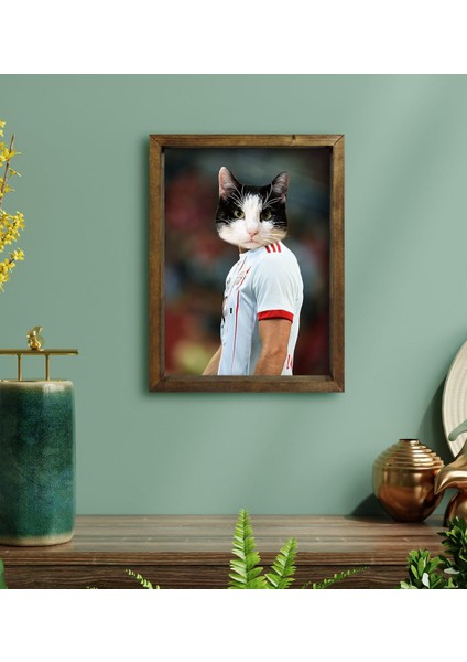 Evcil Dostlara Özel Futbolcu Tasarımlı Portre Doğal Masif Ahşap Çerçeveli Tablo 45X65CM-1 fiyatları