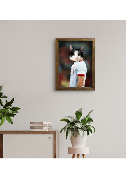 Evcil Dostlara Özel Futbolcu Tasarımlı Portre Doğal Masif Ahşap Çerçeveli Tablo 45X65CM-1 fırsatları