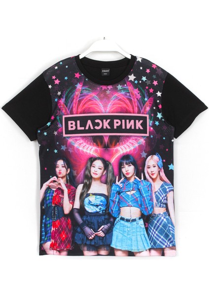 Blackpink K-Pop Grup Dijital Baskı Kız Çocuk Siyah Renk T-Shirt