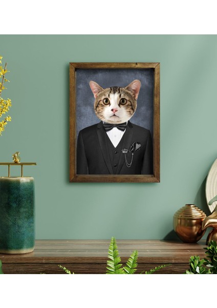 Evcil Dostlara Özel Portre Doğal Masif Ahşap Çerçeveli Tablo 30X40CM-25