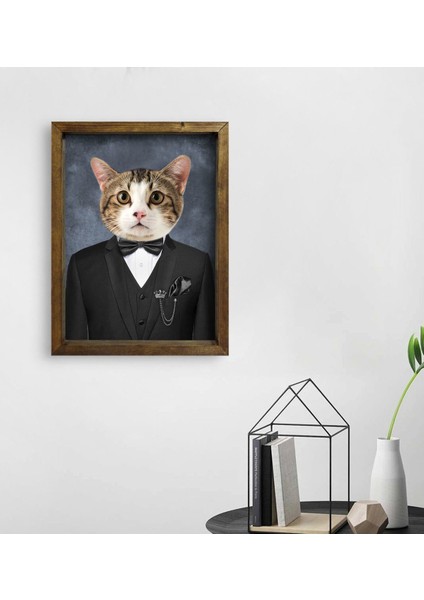 Evcil Dostlara Özel Portre Doğal Masif Ahşap Çerçeveli Tablo 30X40CM-25 fiyatları