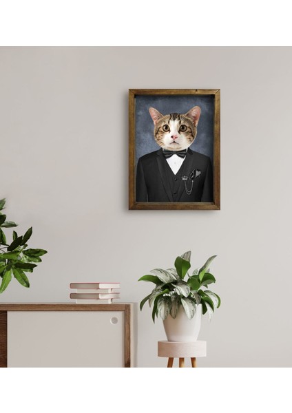 Evcil Dostlara Özel Portre Doğal Masif Ahşap Çerçeveli Tablo 30X40CM-25 fırsatları