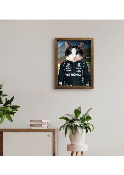 Evcil Dostlara Özel Pilot Tasarımlı Portre Doğal Masif Ahşap Çerçeveli Tablo 45X65CM-9