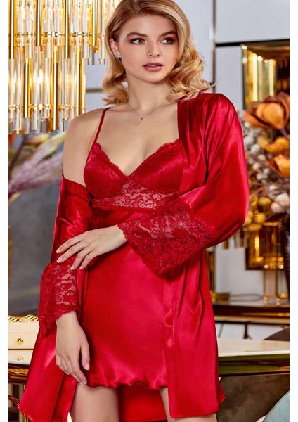 Çeyizlik Dantelli Saten 6'lı Set