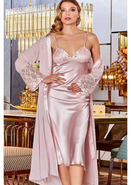 Çeyizlik Dantelli Saten 6'lı Set