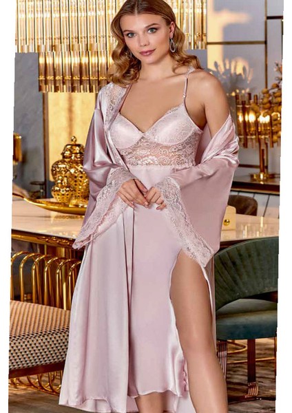 Saten Gecelik Sabahlık Takım