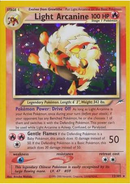 Pokemon Light Arcanine 100HP Kart