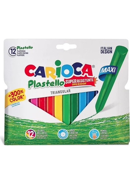 Carioca Jumbo Üçgen Yıkanabilir Pastel Boya Kalemi 12'li 42671