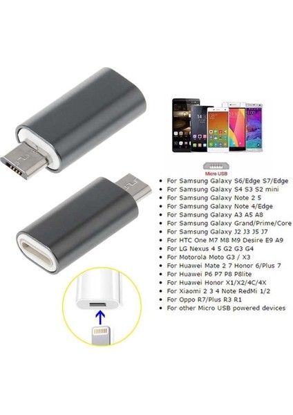 Micro USB Apple iPhone iPad Lightning Çevirici Dönüştürücü Aparat