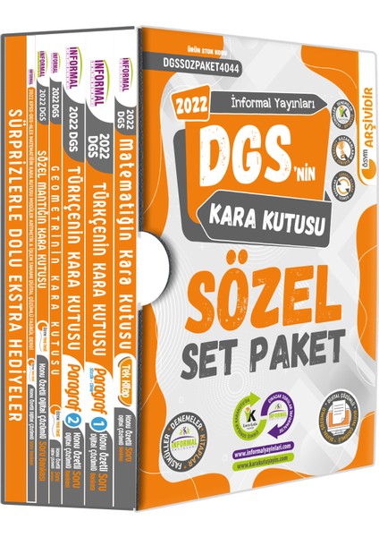 DGS Kara Kutusu Sözel Set Paket Konu Özetli Dijital Çözümlü Çıkmış Soru Bankası