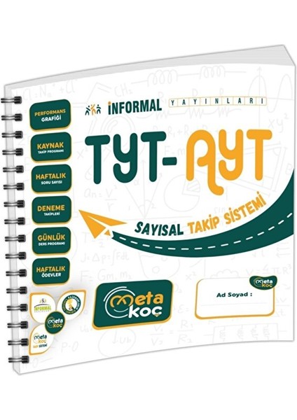 TYT-AYT İnformal Yayınları Meta Koç Sayısal Öğrenci Takip Sistemi (Spiral Sırtlı)
