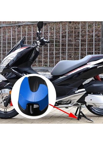 Motosiklet Kickstand Plaka Yan Uzatma Pedi Honda PCX160 2020 2021 Mavi (Yurt Dışından)