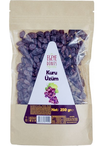 Ayıklanmış Yıkanmış Siyah Çekirdeksiz Kuru Üzüm - 250 Gr. (Koruyucu Içermez)