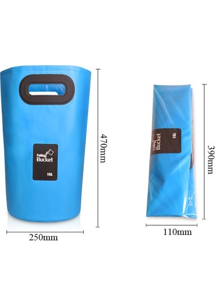 Dış Mekan Taşınabilir Katlanır Lavabo Pvc Katlanabilir Kova, Kapasite: 15 lt. (Gökyüzü Mavisi) (Yurt Dışından)