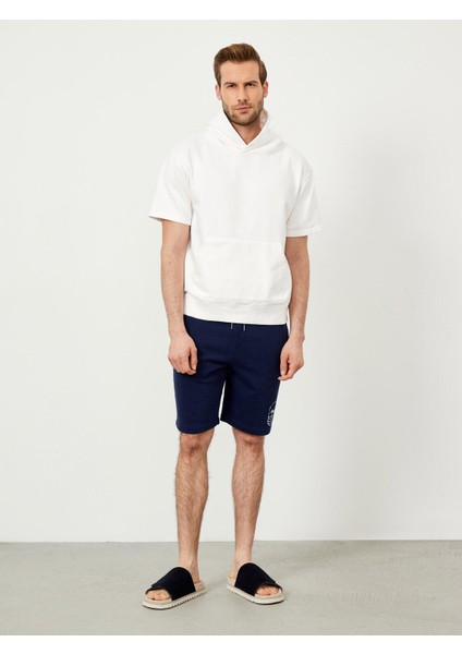 Pamuk Beli Lastikli Regular Fit Baskılı Sweat Şort