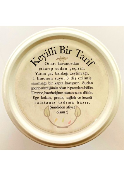 Cibes Otu Konserve Meze Salata Cibez Salamura Yemeğe Hazır Ege Otları Cam KAVANOZ-660 Cc.
