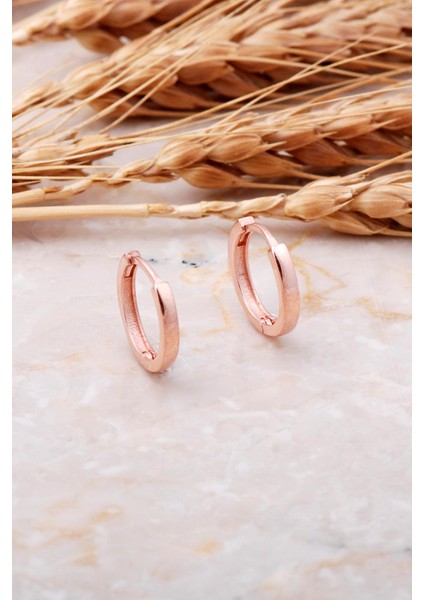 15 mm Rose Gümüş Halka Küpe 5766