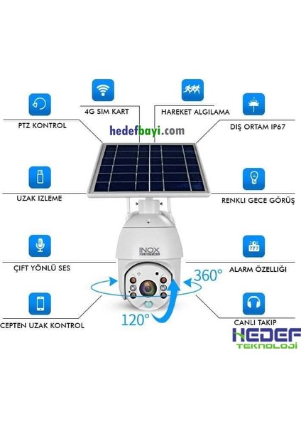 INOX-210IPC 4g Solar Sd Sim Kart Ptz Kamera