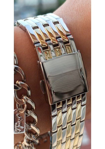 Çift Renkli Kadın Taşlı Kol Saati Bileklik Hediyeli indirimleri