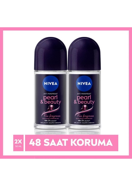 Nıvea Kadın Roll On Deodorant Pearl&beauty Fine Fragrance,48 Saat Anti-Perspirant Koruma 50 ml X2 Adet
