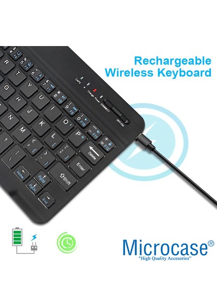 iPad Pro 12.9 2018 Bluetooth Klavye 27 cm (Tr Sticker) + Tablet Standı - AL2754